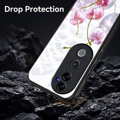 Vivo V40 Pro 5G Purple Transparent Cherry Acrylic Glass Back Case