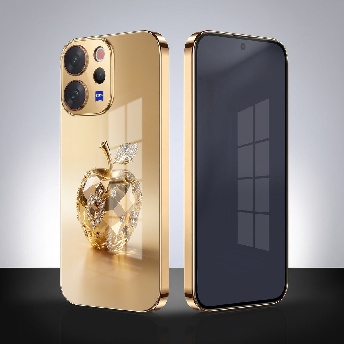 Vivo V70 5G Golden Apple Gold Electroplated Glass Phone Back Case