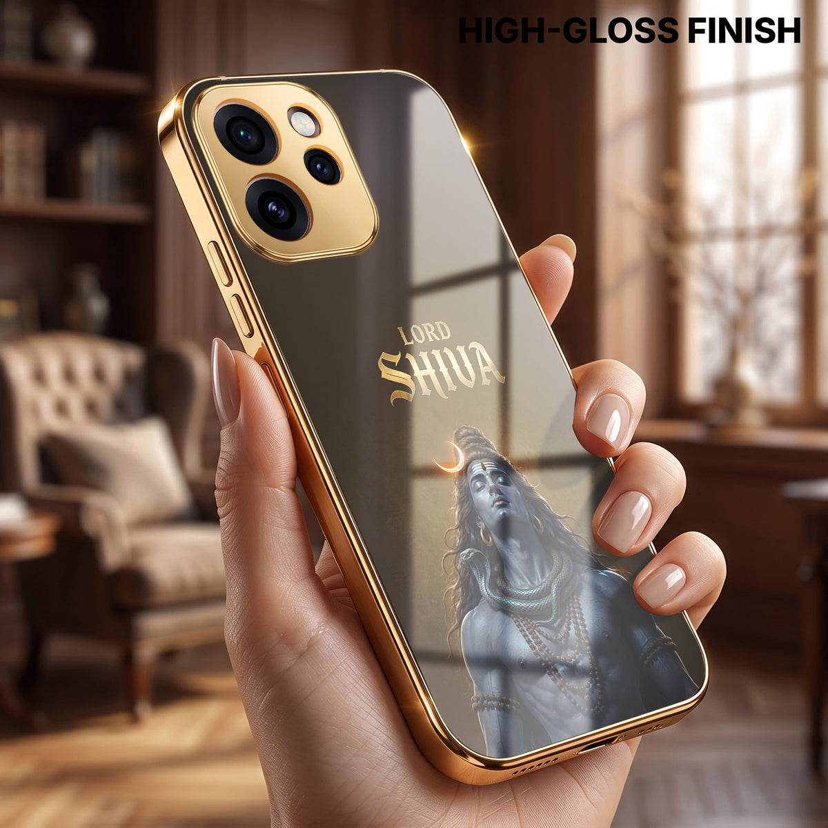 Oppo Reno 15 Pro Mini 5G Lord Shiva Gold Electroplated Glass Phone Back Case