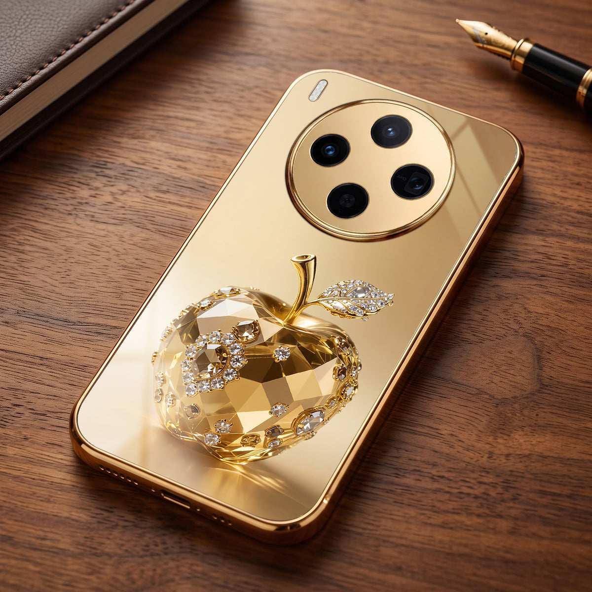 Vivo X300 5G Golden Apple Gold Electroplated Glass Phone Back Case