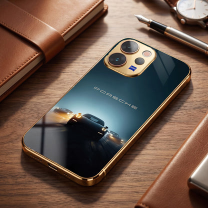 Vivo V70 5G Porsche Luxury Gold Electroplated Glass Phone Back Case