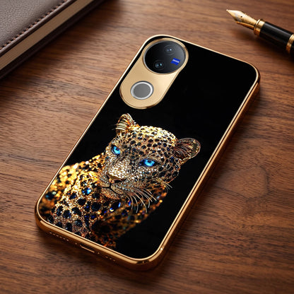 Vivo V50 5G Panther Gold Electroplated Glass Phone Back Case