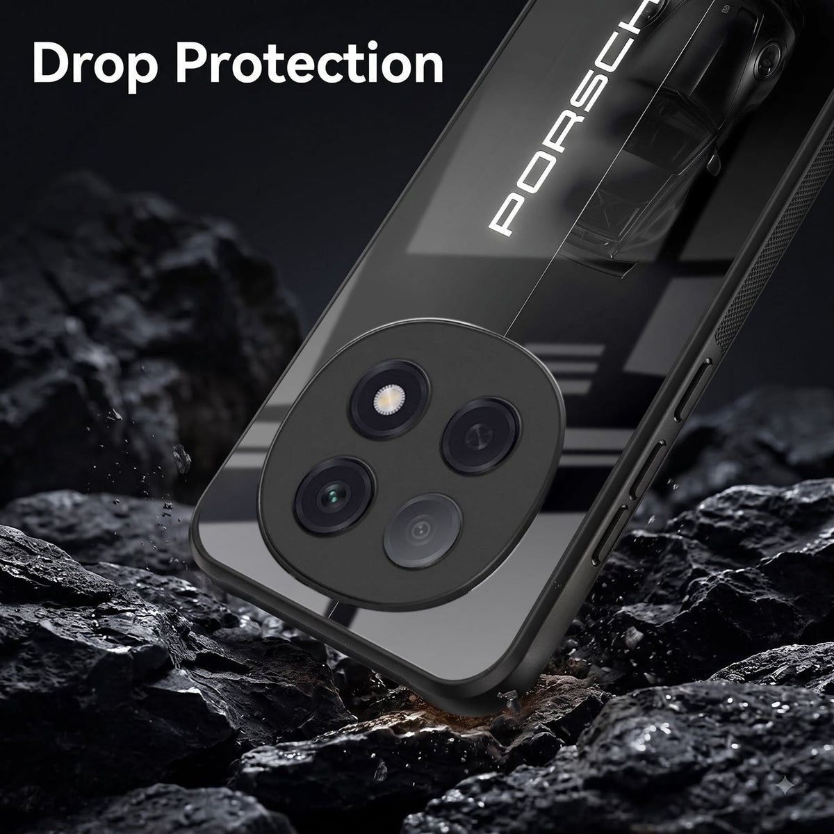 Oppo F29 Pro 5G Premium Acrylic Shockproof Glass Back Case (Black Porsche)
