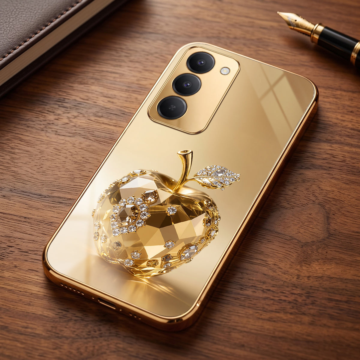 Redmi 15 5G Golden Apple Gold Electroplated Glass Phone Back Case