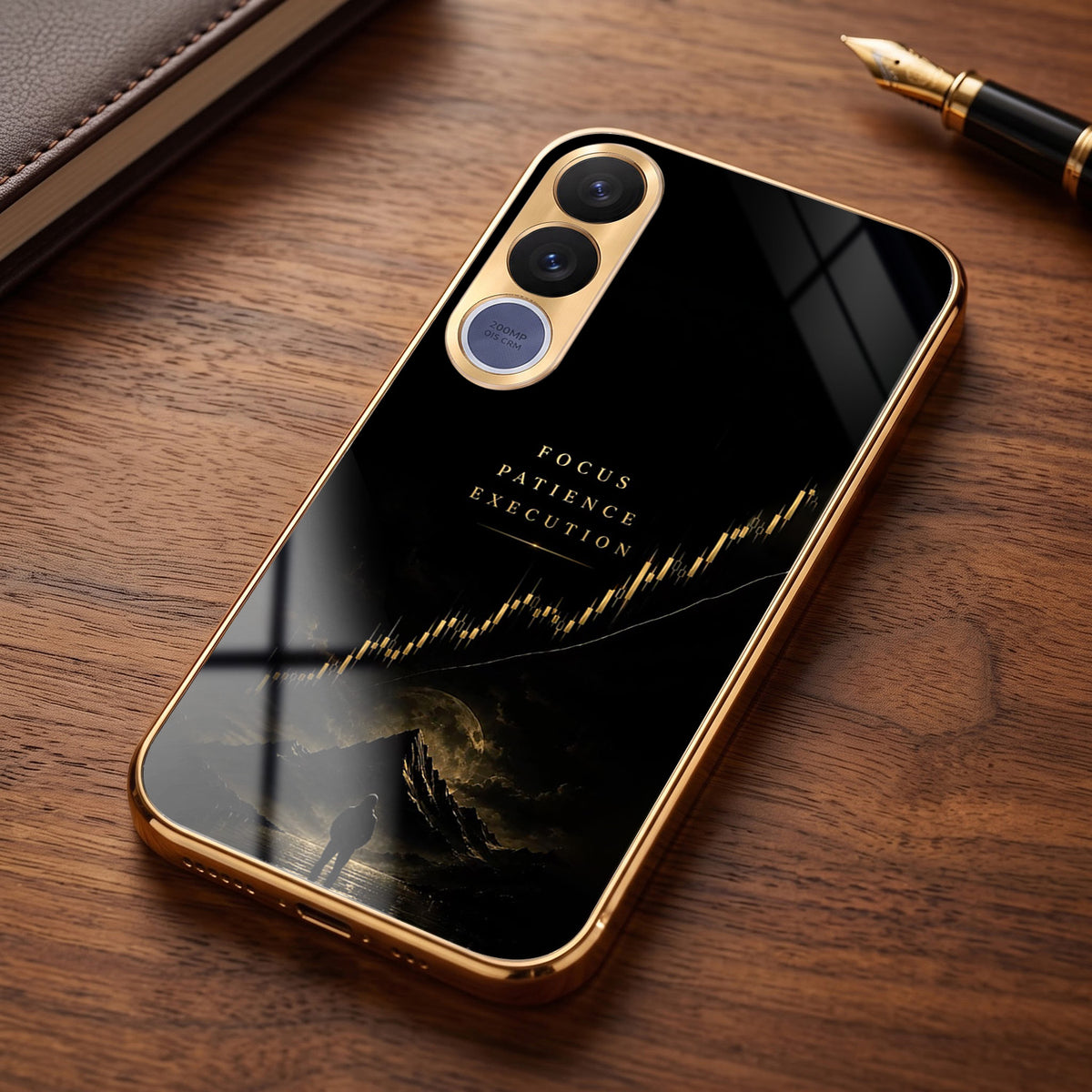 Vivo V70 FE 5G Focus Gold Electroplated Glass Phone Back Case