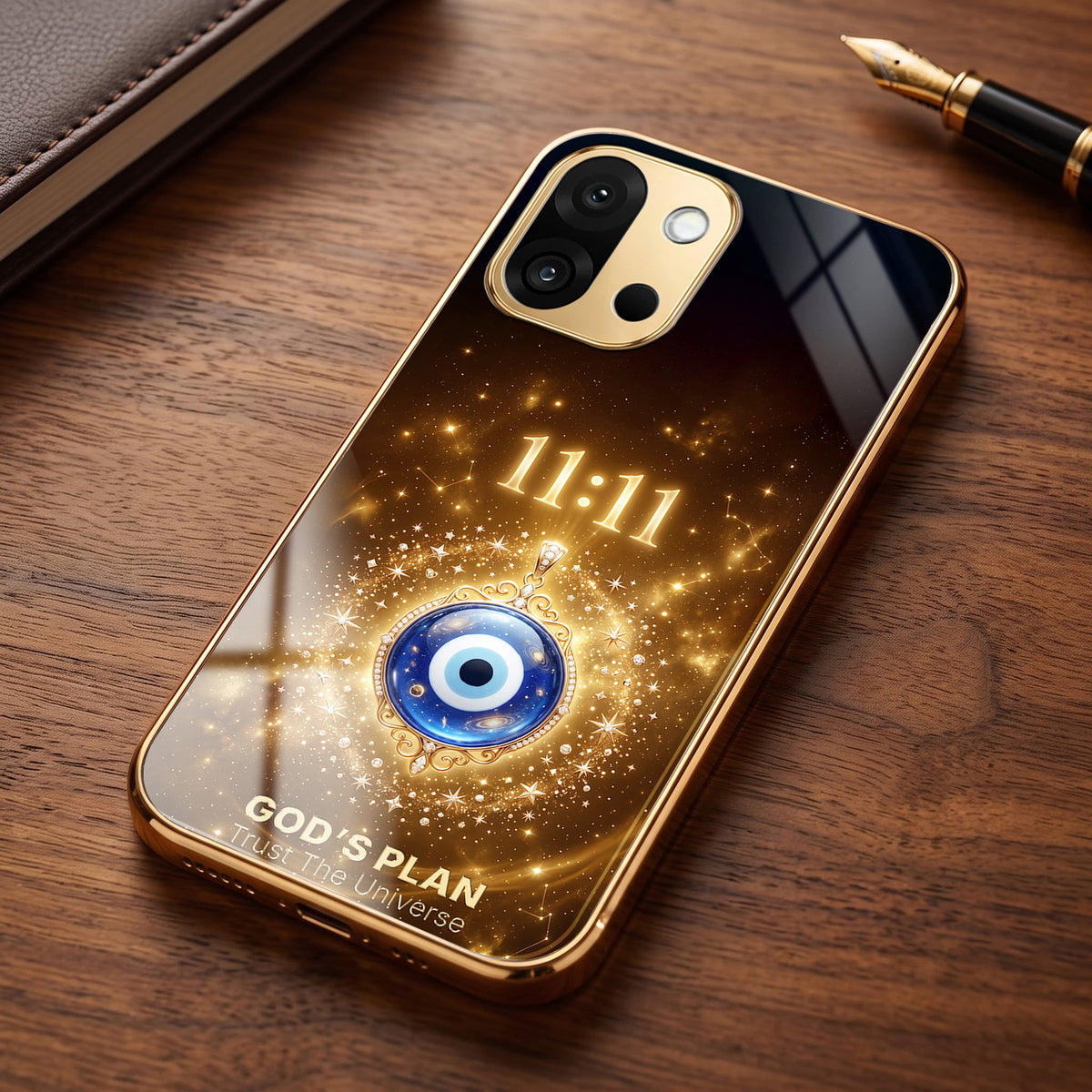 OnePlus 13s 5G God’s Plan Evil Eye Gold Electroplated Glass Phone Back Case