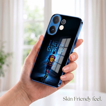 Vivo V60 5G Never Give Up Blue Electroplated Glass Phone Back Case