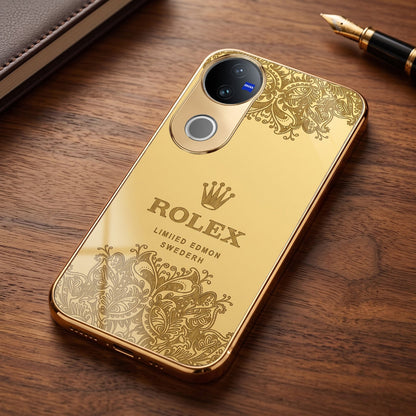 Vivo V50 5G Rolex Crown Gold Electroplated Glass Phone Back Case