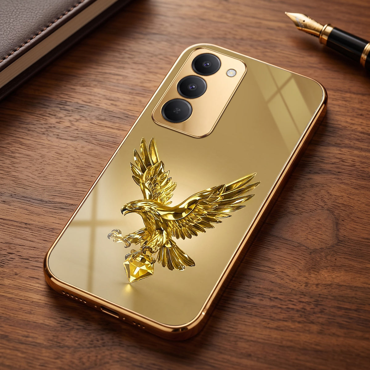 Redmi 15 5G Golden Eagle Gold Electroplated Glass Phone Back Case