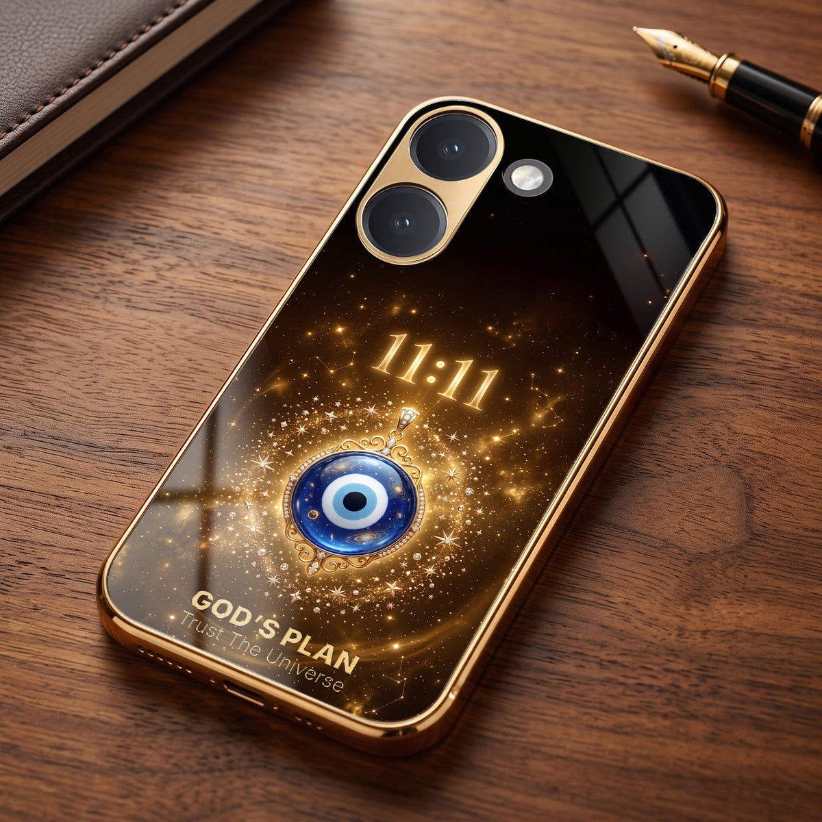 Poco X8 Pro 5G God’s Plan Evil Eye Gold Electroplated Glass Phone Back Case
