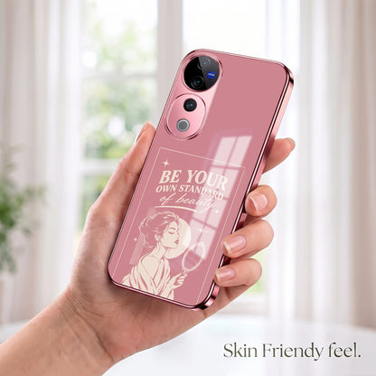 Vivo V40 Pro 5G Luxury Aesthetic Girl Pink Electroplated Glass Phone Back Case