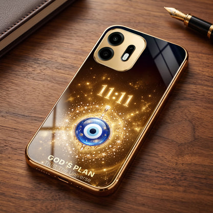 OnePlus N6 5G God’s Plan Evil Eye Gold Electroplated Glass Phone Back Case