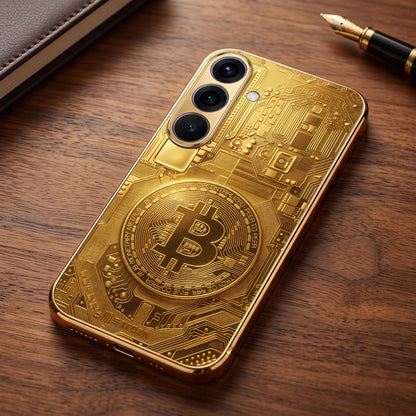 Samsung Galaxy A36 5G Bitcoin Gold Electroplated Glass Phone Back Case