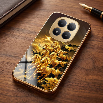 Redmi Note 15 Pro+ 5G Celestial Seven Horses Gold Electroplated Glass Phone Back Case