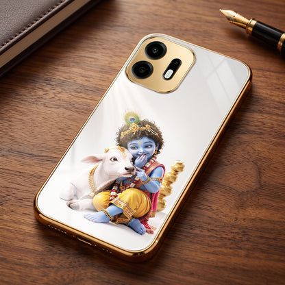 OnePlus N6 5G Bal Krishna Blessings Gold Electroplated Glass Phone Back Case