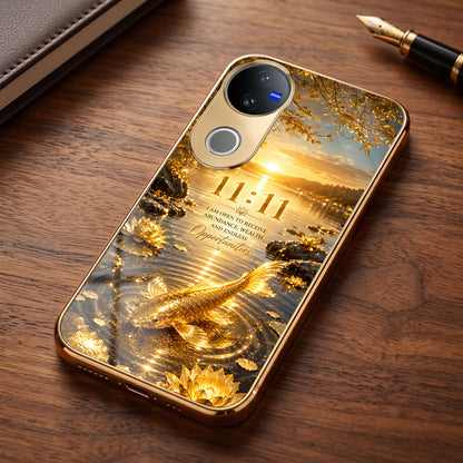 Vivo V50 5G 11:11 Manifestation Gold Electroplated Glass Phone Back Case
