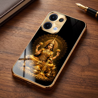 Oppo Reno 13 5G Golden Maa Lakshmi Gold Electroplated Glass Phone Back Case
