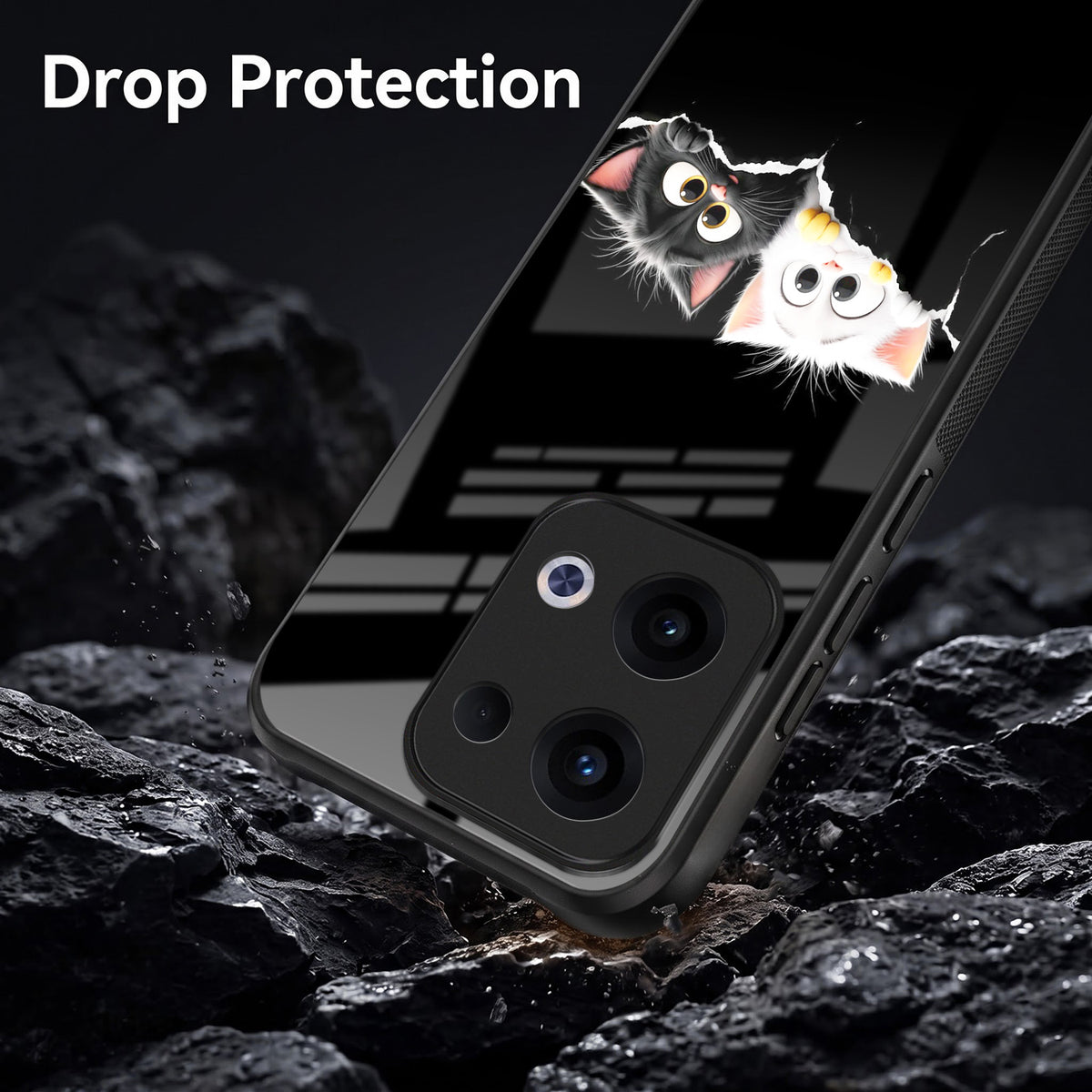 Oppo Reno 13 5G Premium Acrylic Shockproof Glass Back Case (Cute Paws)