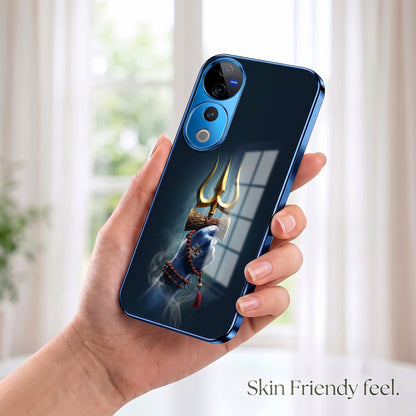 Vivo V40 Pro 5G Divine Shiva Trisul Blue Electroplated Glass Phone Back Case