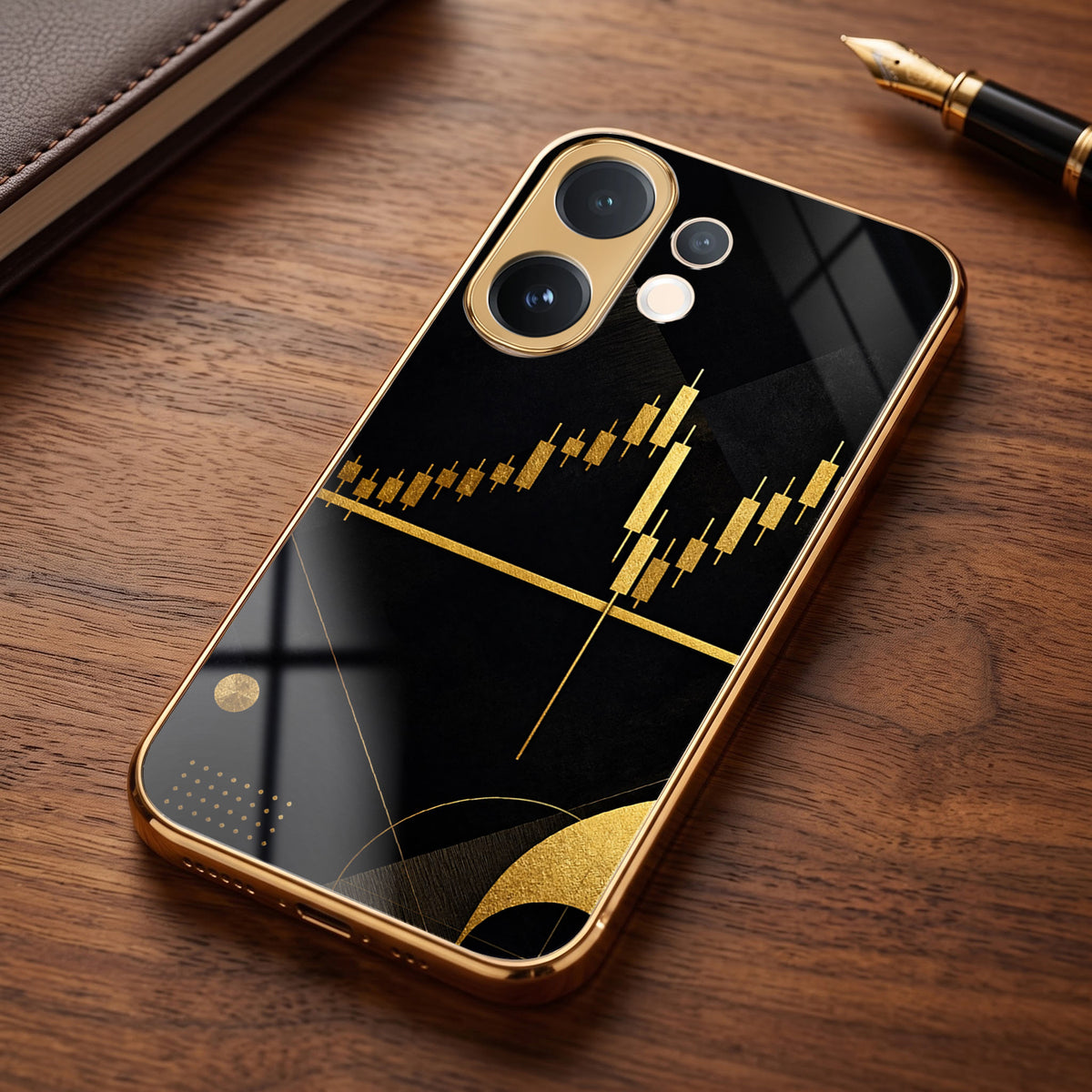 Vivo V60 5G Trading Candles Gold Electroplated Glass Phone Back Case