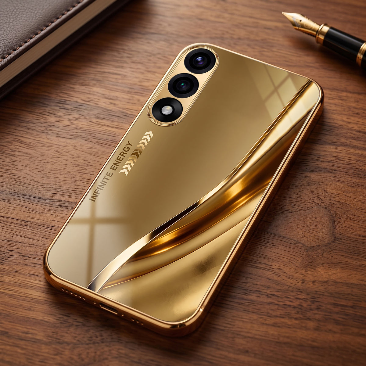 OnePlus Nord 5 5G Luxury Infinity Energy Gold Electroplated Glass Phone Case