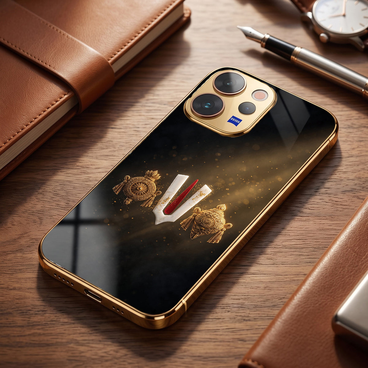 Vivo V70 5G Royal Heritage Edition Gold Electroplated Glass Phone Back Case