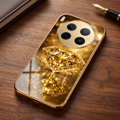 Vivo X300 Pro 5G Golden Diamond Gold Electroplated Glass Phone Back Case