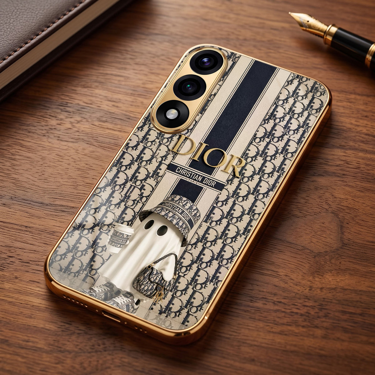 Oneplus Nord 5 5G Luxury Dior Gold Electroplated Glass Phone Back Case