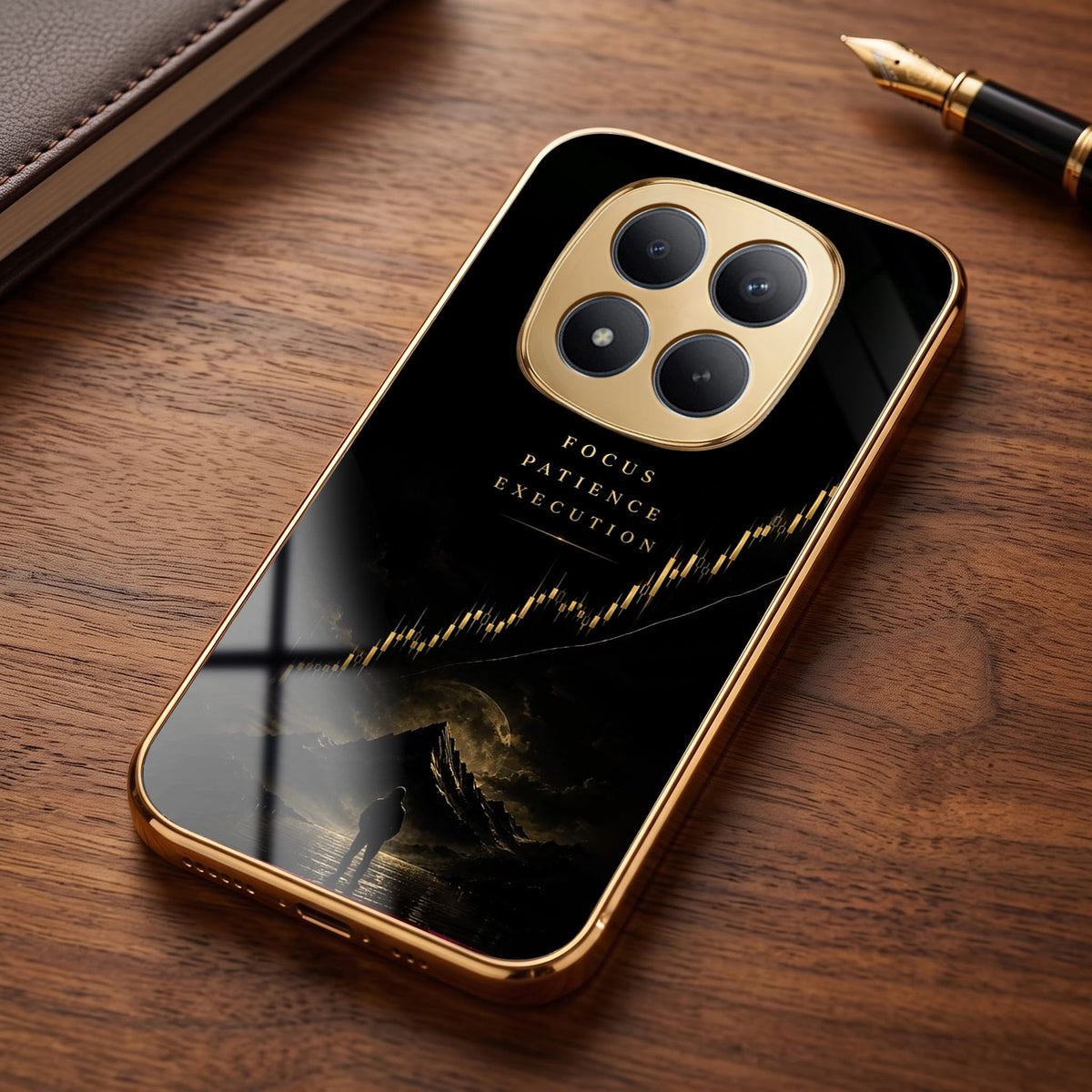 Redmi Note 15 Pro Plus 5G Focus Gold Electroplated Glass Phone Back Case