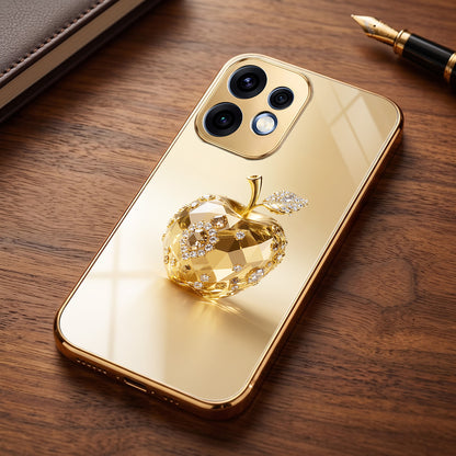 Oppo Reno 16 5G Golden Apple Gold Electroplated Glass Phone Back Case
