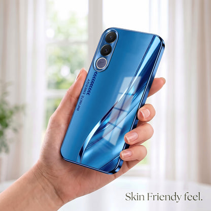 Vivo V70 FE 5G Luxury Infinity Energy Blue Electroplated Glass Phone Back Case