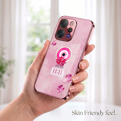 Vivo V70 5G Luxury Radhe Radhe 11:11 Pink Electroplated Glass Phone Back Case