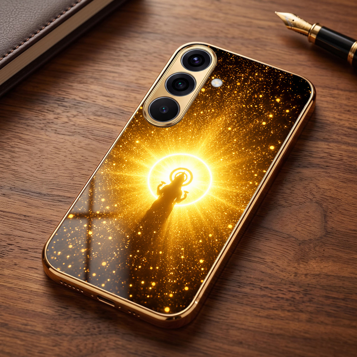 Samsung Galaxy A36 5G Lakshmi Sacred Gold Electroplated Glass Phone Back Case