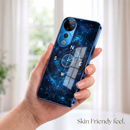 Vivo V40 Pro 5G Astral Compass Blue Electroplated Glass Phone Back Case