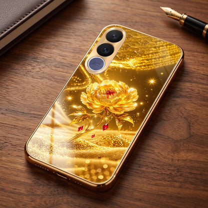Vivo V70 FE 5G Golden Rose Elegance Gold Electroplated Glass Phone Back Case