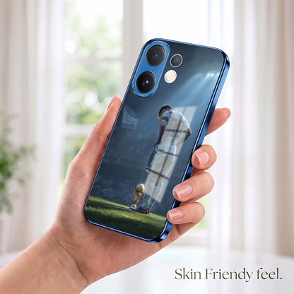 Vivo V60 5G Football Champion Blue Electroplated Glass Phone Back Case