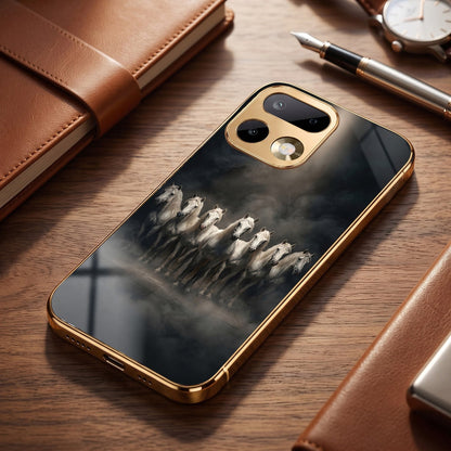 Realme 16 Pro+ 5G Running Horses Gold Electroplated Glass Phone Back Case