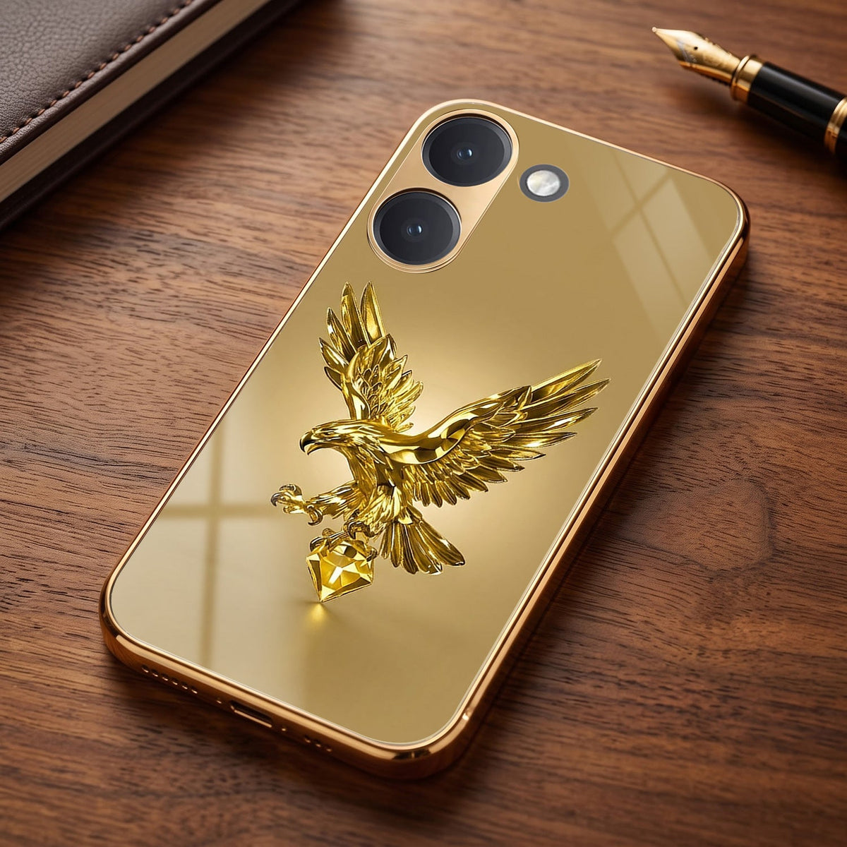 Poco X8 Pro 5G Golden Eagle Gold Electroplated Glass Phone Back Case