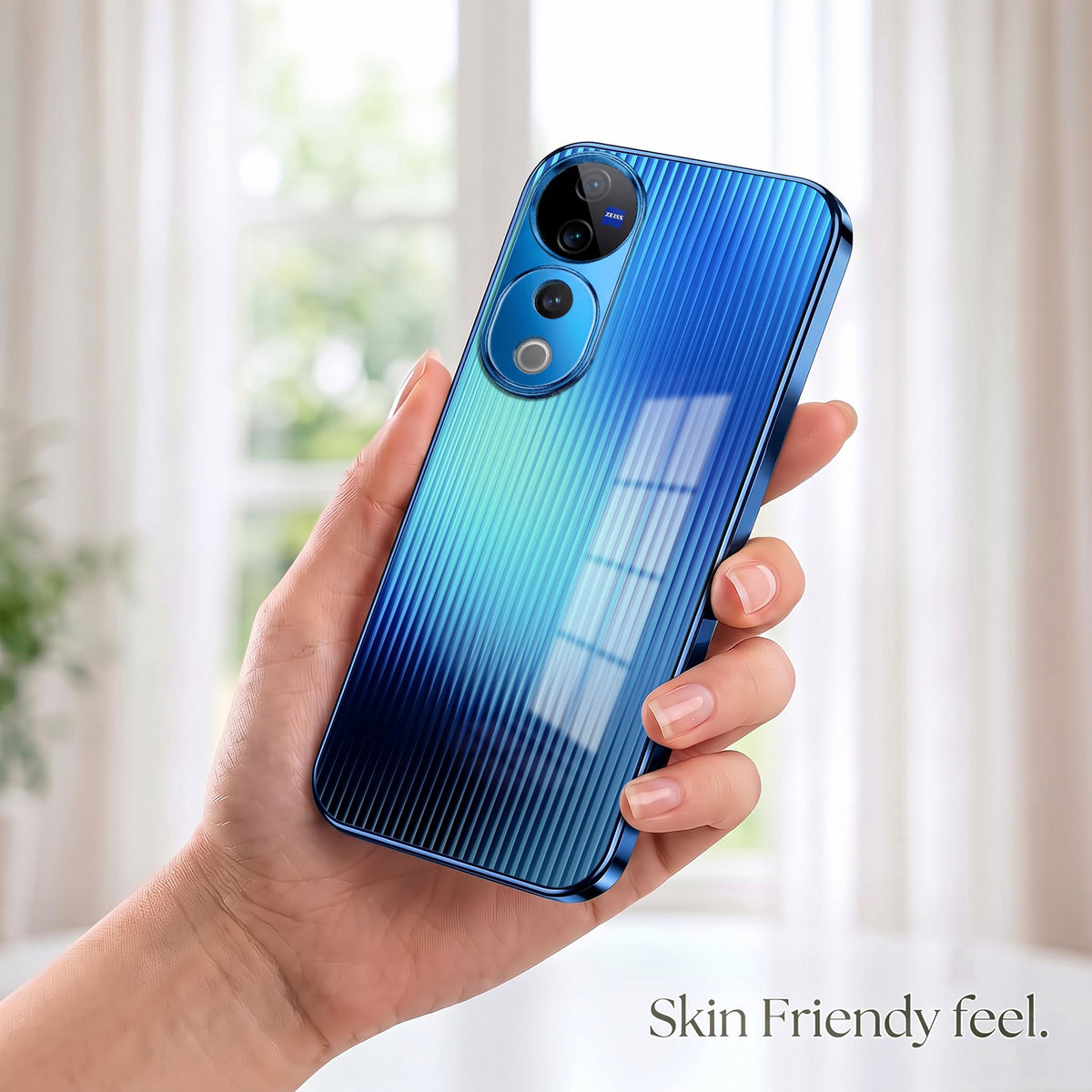 Vivo V40 Pro 5G Aureon X1 Blue Electroplated Glass Phone Back Case