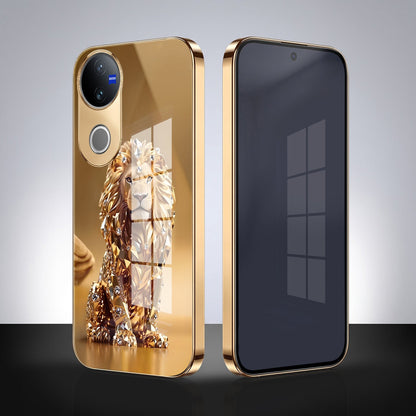 Vivo V50 5G Luxury Lion Gold Electroplated Glass Phone Back Case