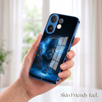 Vivo V60 5G Thunder Titan Lion Blue Electroplated Glass Phone Back Case