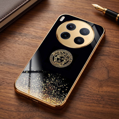 Vivo X300 Pro 5G Medusa Head Gold Electroplated Glass Phone Back Case