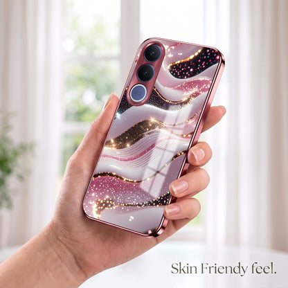 Vivo V70 FE 5G Midnight Pearl Wave Pink Electroplated Glass Phone Back Case