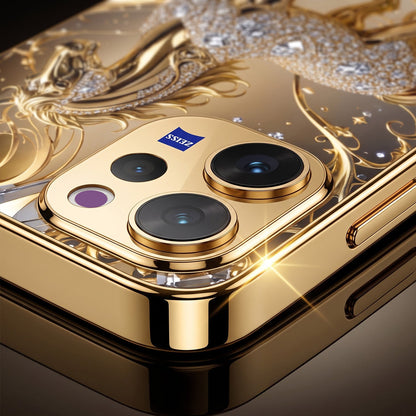 Vivo V70 5G Luxury Horse Texture Gold Electroplated Glass Phone Back Case