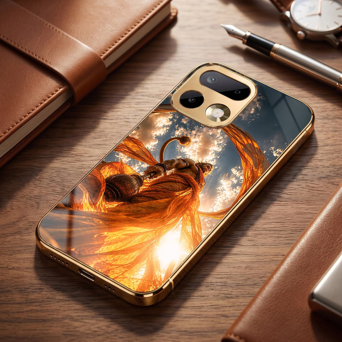 Realme 16 Pro+ 5G Divine Hanuman Gold Electroplated Glass Phone Back Case