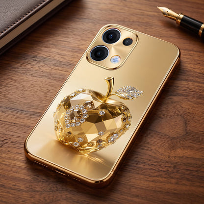 Oppo Reno 13 5G Golden Apple Gold Electroplated Glass Phone Back Case
