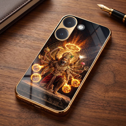 Poco X8 Pro 5G Lord Narasimha Gold Electroplated Glass Phone Back Case