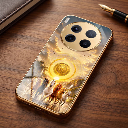 Vivo X300 Pro 5G Celestial Seven Horses Gold Electroplated Glass Phone Back Case
