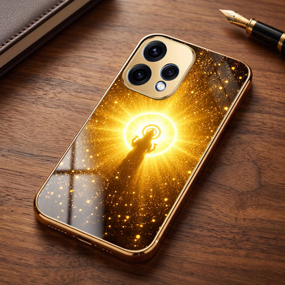 Oppo Reno 15 5G Lakshmi Sacred Gold Electroplated Glass Phone Back Case