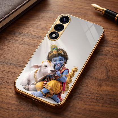 OnePlus Nord 5 5G Bal Krishna Blessings Gold Electroplated Glass Phone Back Case
